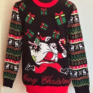 Ugly Christmas Sweater - Black with Red and Green Accents